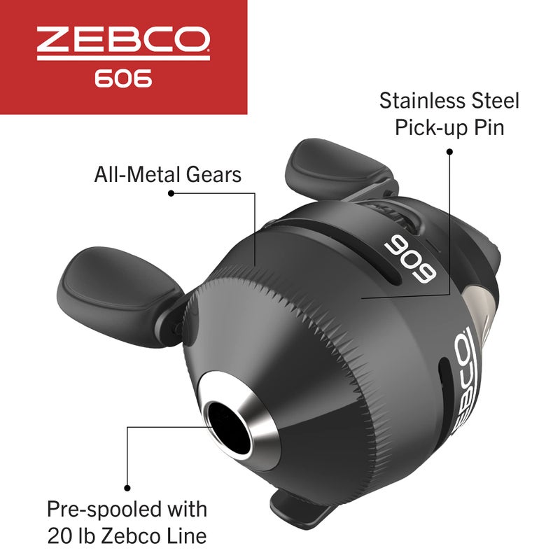 Zebco 606 Spincast Fishing Reel, Size 60 Reel, Right-Hand Retrieve, Pre-Spooled with 20-Pound Zebco Fishing Line, QuickSet Anti-Reverse and Dial-Adjustable Drag, Black, Clam Packaging - Image 4